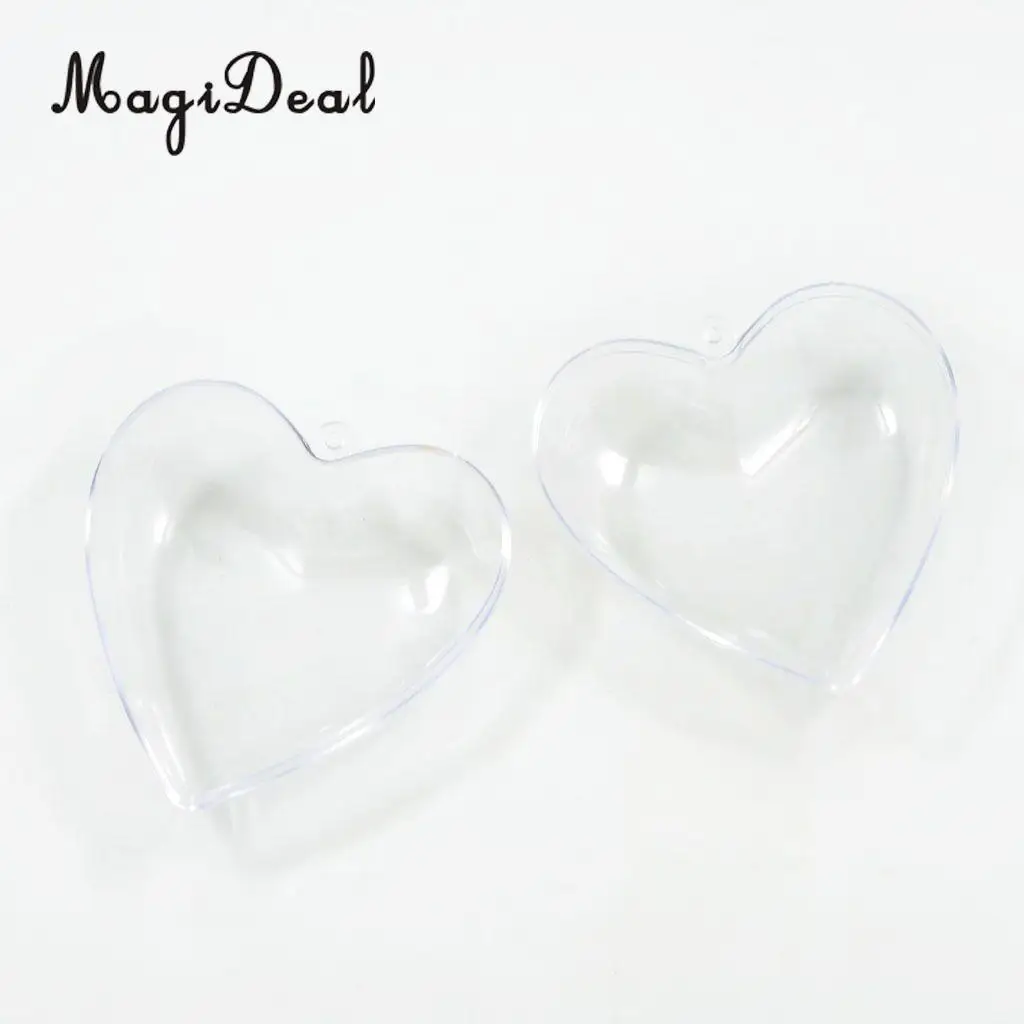 5pcs 8cm Hanging Clear Heart Plastic Baubles Ornaments Home Christmas Wedding Party Decoration DIY Personalize Gift Candy Box