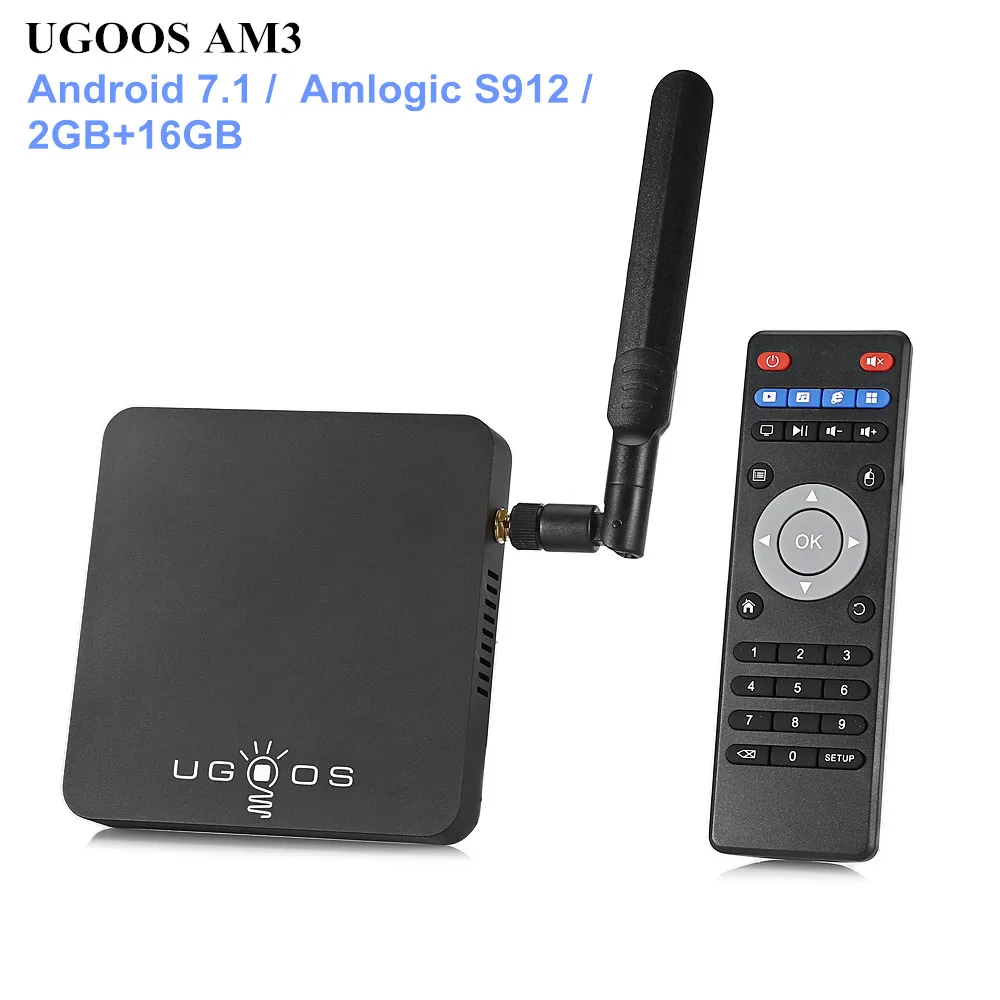 

UGOOS AM3 Smart TV Box Amlogic S912 Android 7.1 Set Top Box 2GB RAM 16GB ROM 2.4G/5G WiFi 1000Mbps BT4.0 Support 4K H.265