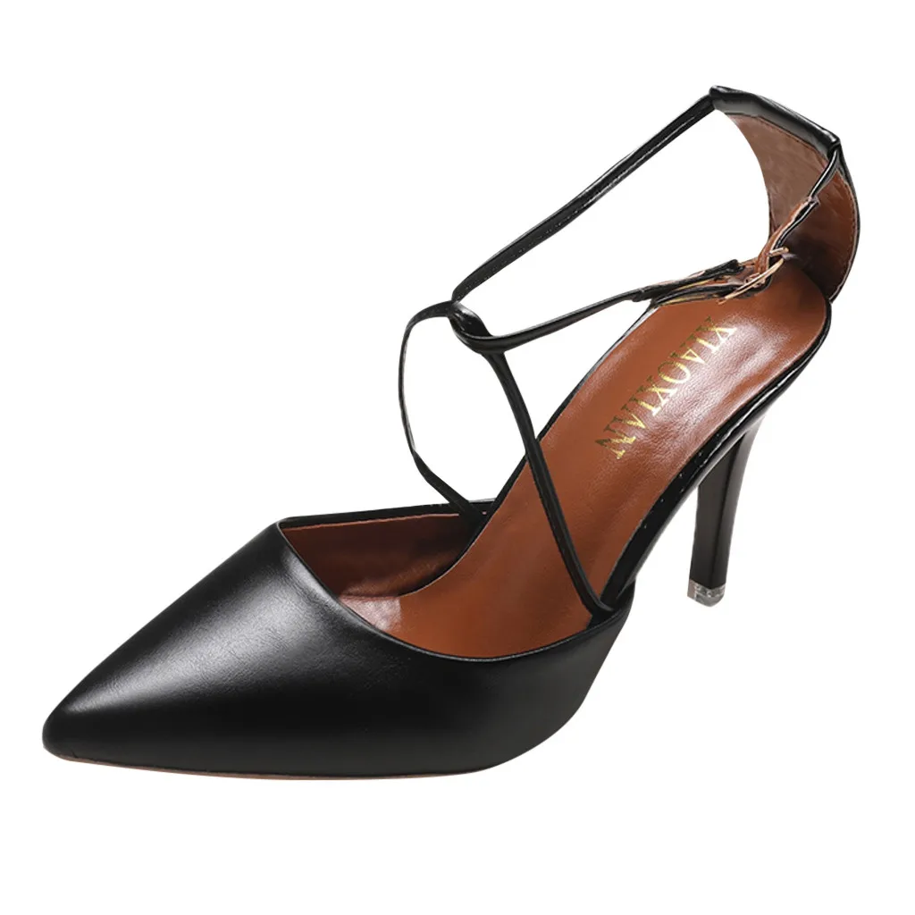 SIKETU/летние туфли; женские офисные туфли из искусственной кожи с закрытым носком на каблуке; цвет бежевый, коричневый, черный; туфли с острым носком на высоком каблуке;# g30 - Цвет: Черный