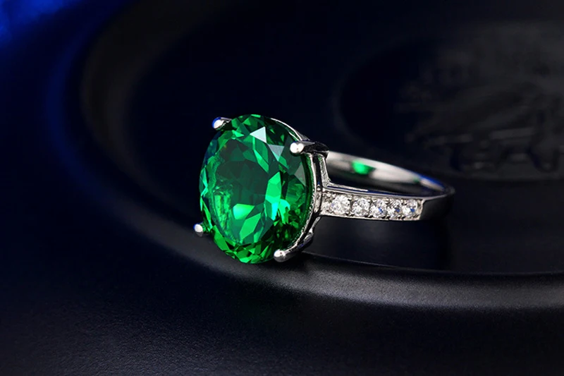 YINHED Винтажные Ювелирные изделия для женщин Твердые 925 стерлингового серебра обручальное кольцо большой овальный зеленый фианит обручальное кольцо ZR498