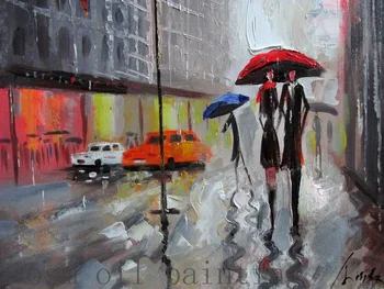 

Super Skills Hand-painted Streetscape Oil Painting On Canvas Handmade Wall Artwork Modern Abstract Riany Day Hang Canvas Picture