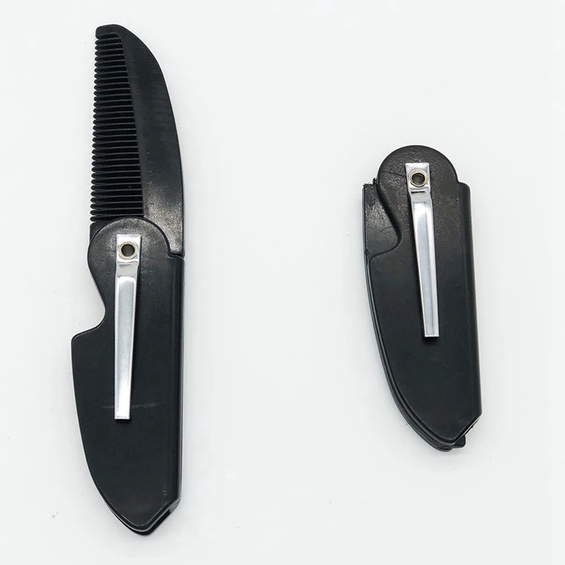 

Small Pocket Hair Moustche Beard Comb Travel Portable Plastic Combs Mini Portable Folding Knife Type Comb Men's Oil Head Shape