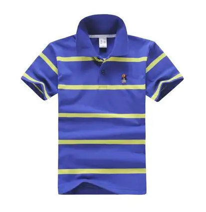 Высокое качество Дети Обувь для мальчиков Мужские Поло рубашка для маленьких мальчиков летняя одежда для девочек Изделие из хлопка с короткими рукавами насыщенный Белый Красный Желтый футболка - Цвет: Blue stripe