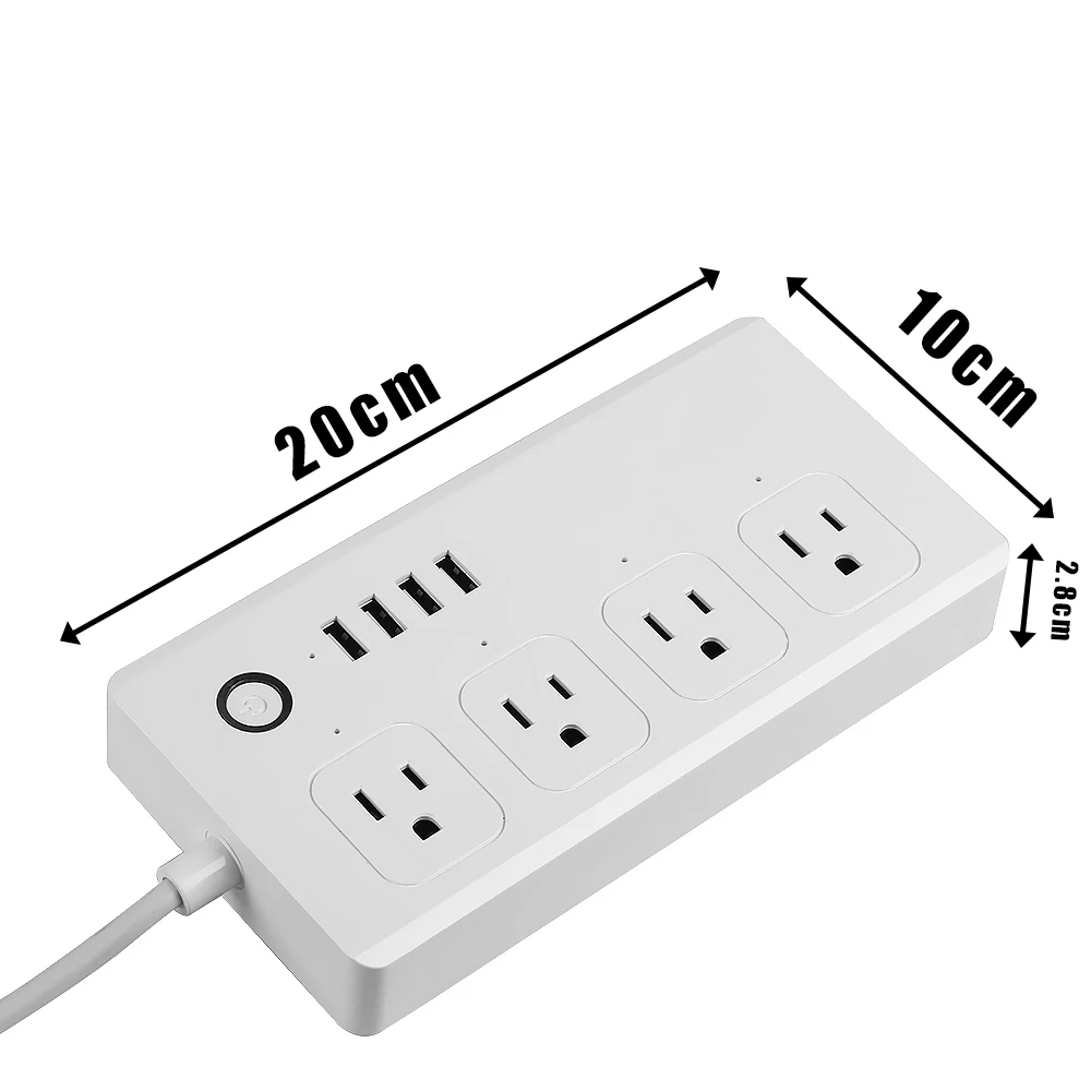 1 шт. WiFi умная полоса питания 4 USB и розетки переменного тока работает с Alexa Google Home