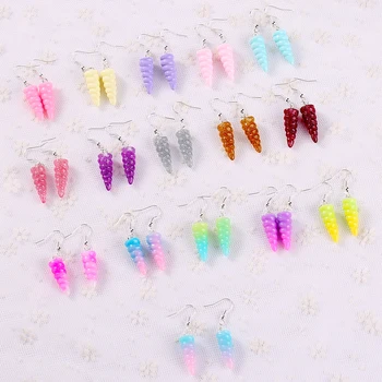 

1 pair Fashion Craft Resin Cute unicorn horn shape Drop Earrings For girl Japan/Korean Fashion Jewelry