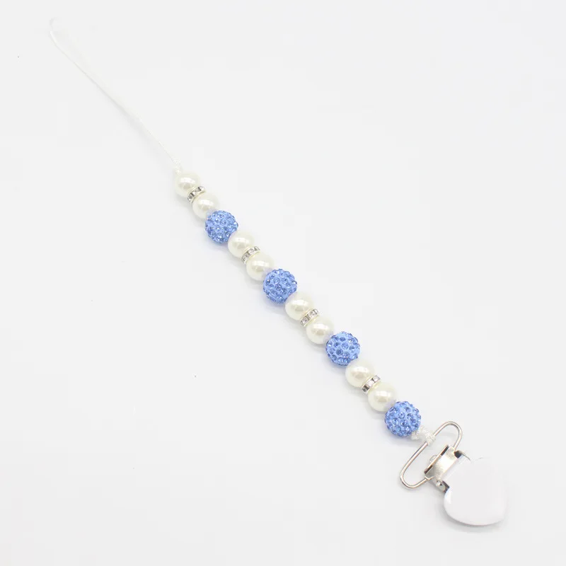 Newborn Crystal Pacifier Chain Pacifier Holder Baby Anti-lost Pacifier Clip Chain Baby Products New Arrivals Dummy Feeding Clip - Цвет: Blue