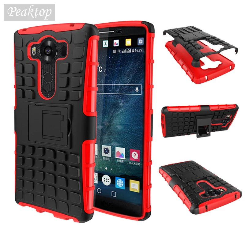 

Cover For LG V10 Case Shockproof Silicone & Hard Plastic Case For LG V10 H968 F600k H900 H90 / G4 Pro Holder Stand Phone Covers