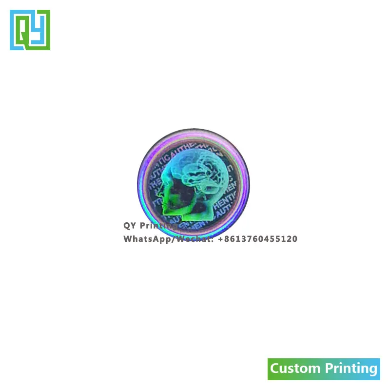 10000 шт 18x18 мм пользовательские печатные 3D голографические наклейки 2D Перманентный голографический бренд в виде логотипа наклейки с принтами