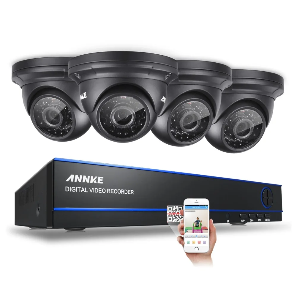 ANNKE Security Camera System 4CH CCTV System 4 x 1080P CCTV Camera 2.0MP Camera Surveillance System Kit Camaras Seguridad Home