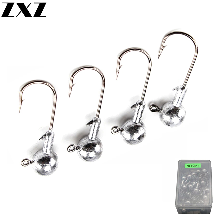 

50pcs Jig Head Fishhooks Carbon Steel Fishing Hook 1-20g Lead Jigging Hooks For Soft Lure Fishing Tackle Accessories T4