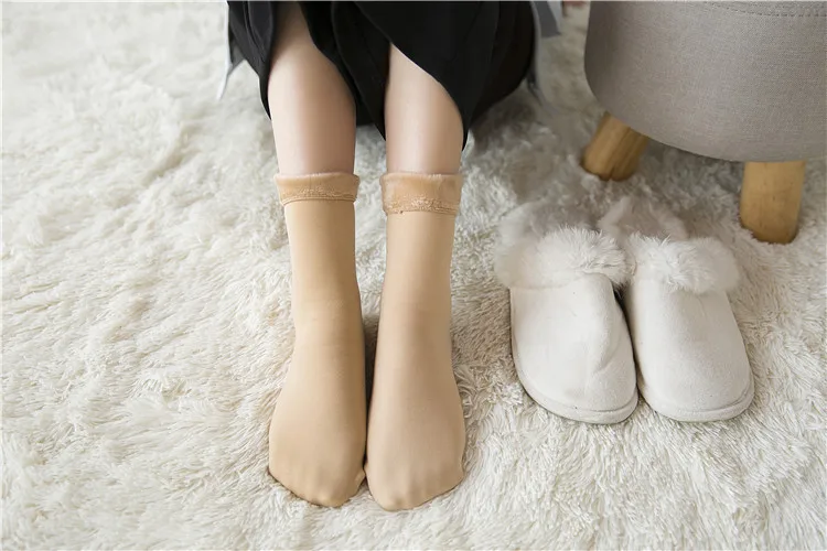 Зимние теплые Стильные черные длинные высокие 2 цвета однотонные короткие толстые носки женские плюс хлопок