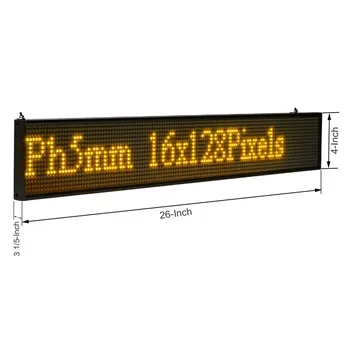 

66CM LED Message Board P5 SMD 16 * 128 Yellow WIFI wireless and usb programmable Scrolling information Message Advertising