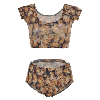 

Two-Piece Suits Young girls sexy High waist yellow beef women's suit New fashion free shipping Dropship