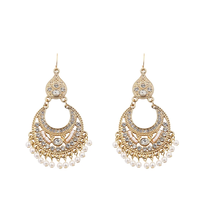 

Gold Pearl Earrings for Women Vintage Indian Earring Statement Korean Earing Pendientes Dorados Party Wedding Jewelry 2019