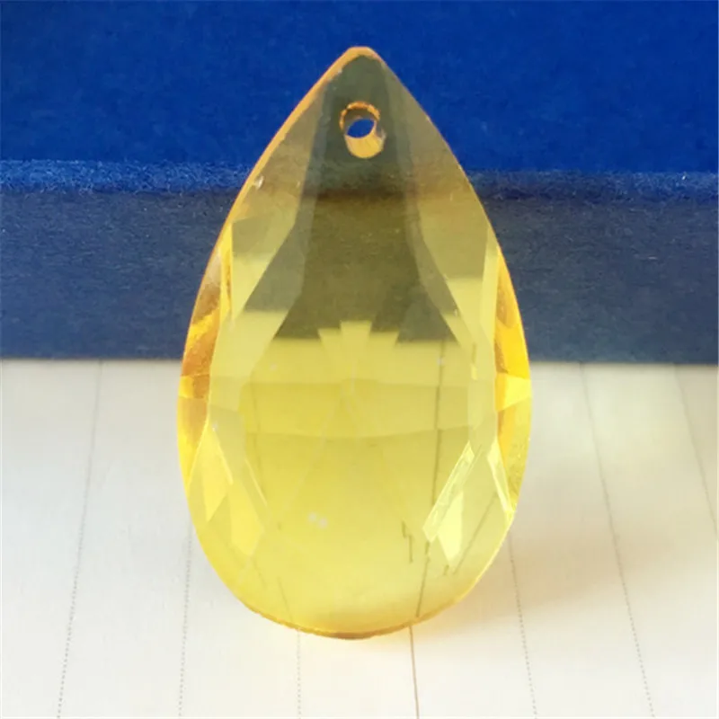 

Newest 40pcs/lot One Hole Yellow 50mm 40pcs Crystal Chandelier Hanging Pendants Glass Raingdrop Prism Lamp Curtain Pendants