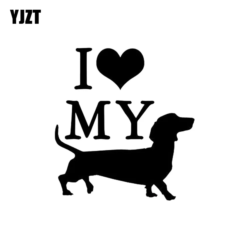 YJZT 10 см * 11 Виниловая наклейка на окно автомобиля I Love My Weiner Dog черный/серебристый