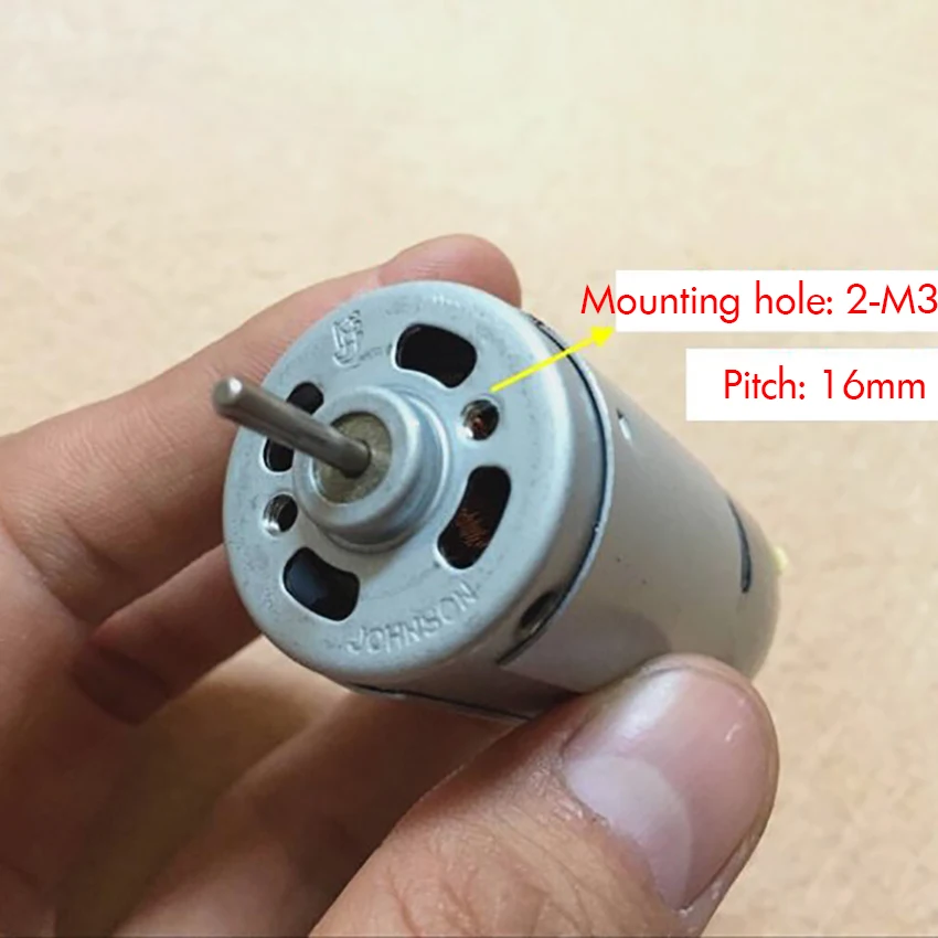 Микро-карбоновый щеточный двигатель 395 с двойным выходным валом мини-двигатель постоянного тока для DIY модели робота DC 18 в 11700 об/мин, диаметр вала 2,3 мм