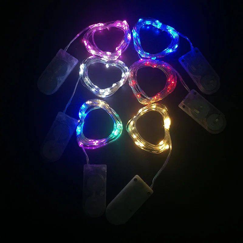 Водонепроницаемый светодиодный светильник-гирлянда из медной проволоки, 1 м, 2 м, 3 м, с батареей CR2032, для украшения рождественской елки, свадебной вечеринки