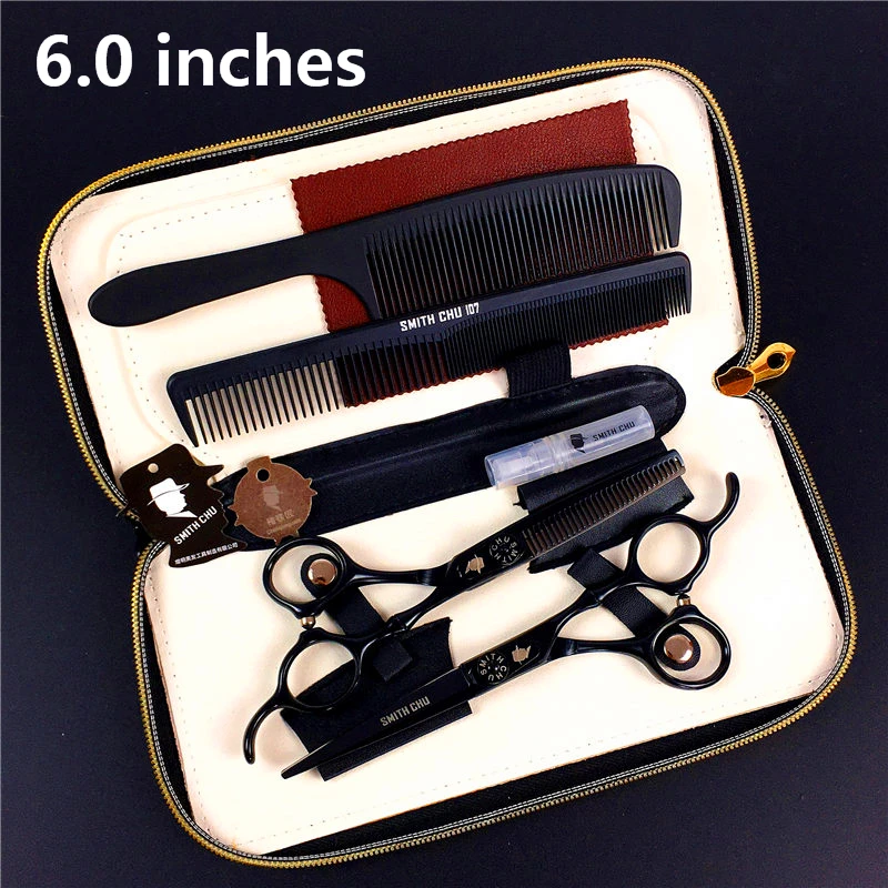 Smith chu 5.5/6.0 inch Professional Hairdressing Scissors set 62HRC Straight & Thinning cutting with comb, clothes ,oil , 1 set Smith chu 5.5/6.0 inch Professional Hairdressing Scissors set 62HRC Straight & Thinning cutting with comb, clothes ,oil , 1 set
