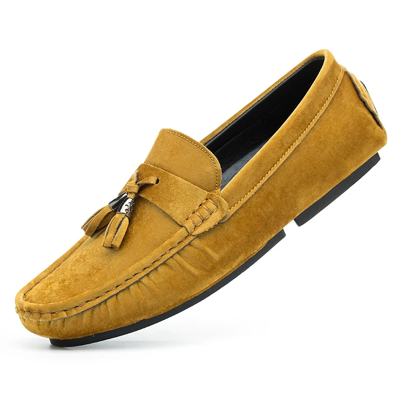 Мужские модные брендовые замшевые водонепроницаемые мокасины; повседневные Мягкие Лоферы для взрослых; обувь для отдыха; мужские мокасины; Hommes zapatos hombre - Цвет: Цвет: желтый