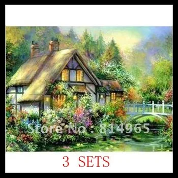 

Embroidery Package 3 Pieces (1 lot=3 pieces) Summer Afternoon Flowers Plants Tree Cabin Cross Stitch 5-15Business Days
