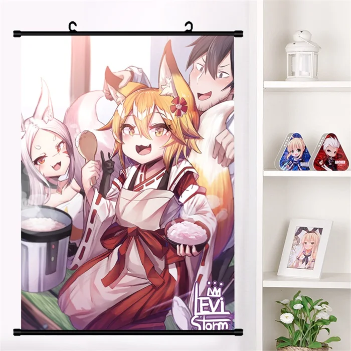 Аниме Sewayaki Kitsune no Senko-san Senko Nakano Shiro Настенная роспись плакат Настенные подвесные плакаты коллекция домашнего декора - Цвет: L