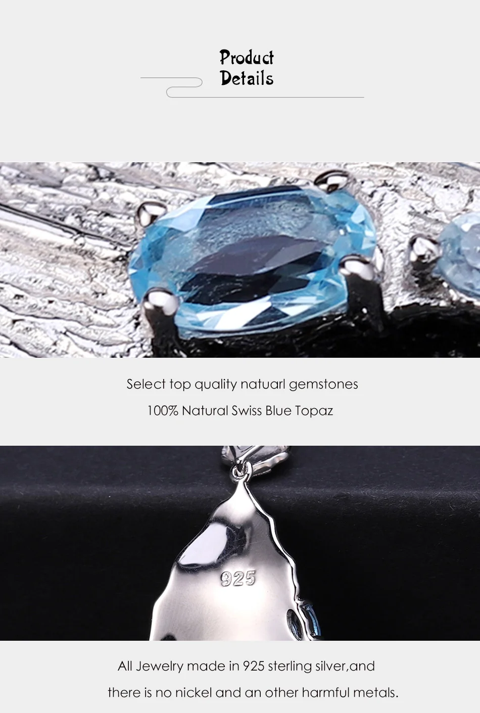 GEM'S балетные 925 пробы серебро 0.78Ct натуральный Швейцарский Голубой Топаз ручной работы Листья Стрекозы Кулон ожерелье для женщин Bijoux