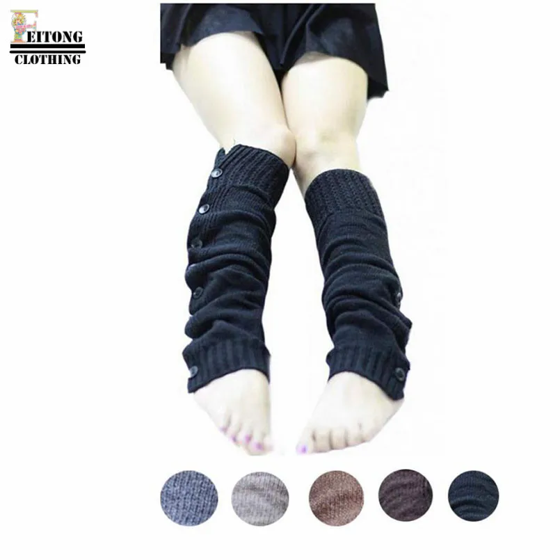 

FEITONG 2016 Women Button Long Warm Winter Leg Warmer Stretch Boot Leg Cuffs Boot