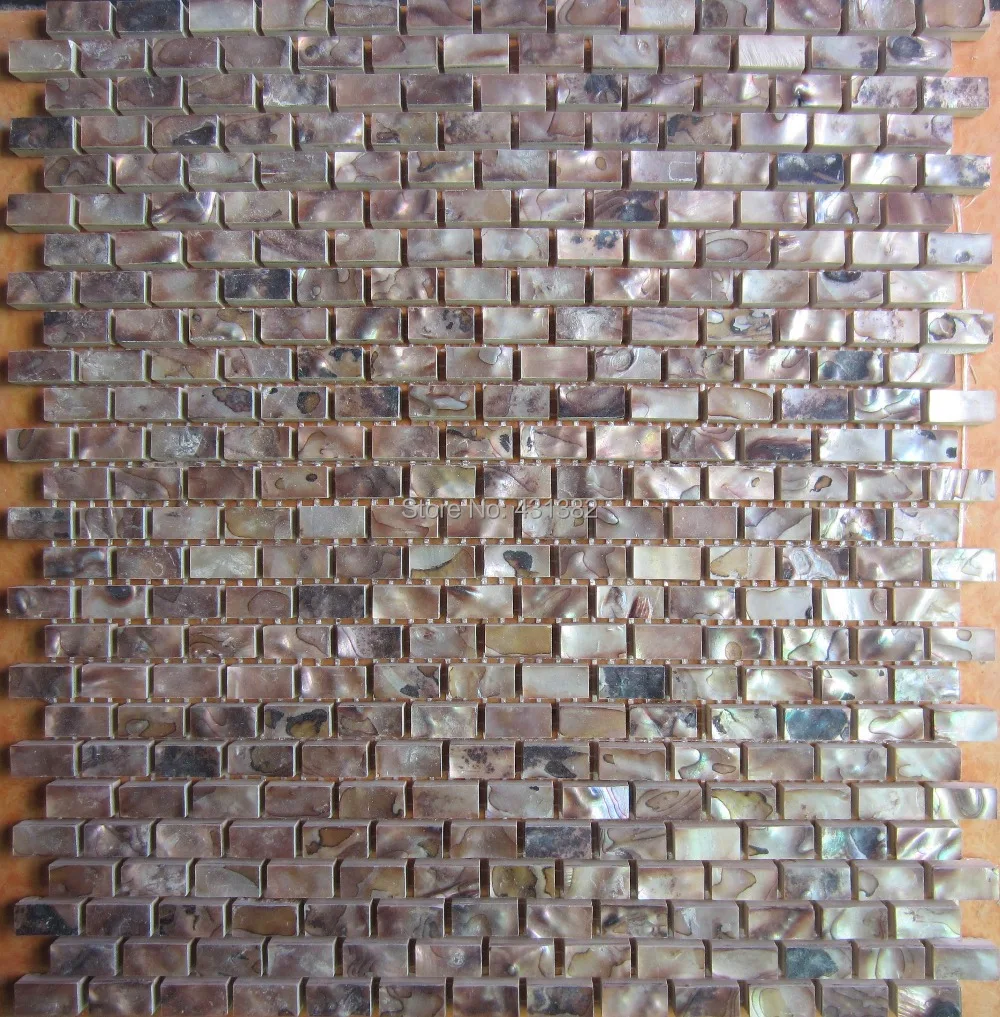 Coffee color tiles wholesale natural color mother of pearl shell wall mosaic brick tile for interior decoration Free shipping