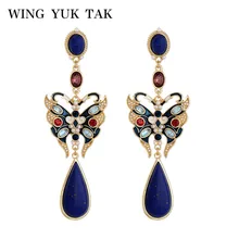 Крыло yuk tak Роскошные модные ювелирные изделия синий натуральный камень Богемия бабочка висячие серьги для женщин