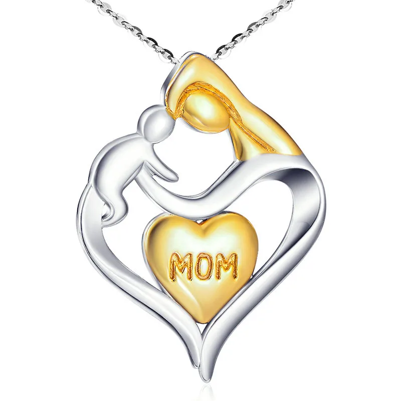 Women Necklaces Jewelry Mom&Child Gold Color Love Heart Necklaces