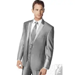 2015 Новый модный серебряный мужской костюм с 2 пуговицами! Деловое платье свадебные мужские тонкие костюмы костюм жениха (куртка + брюки +