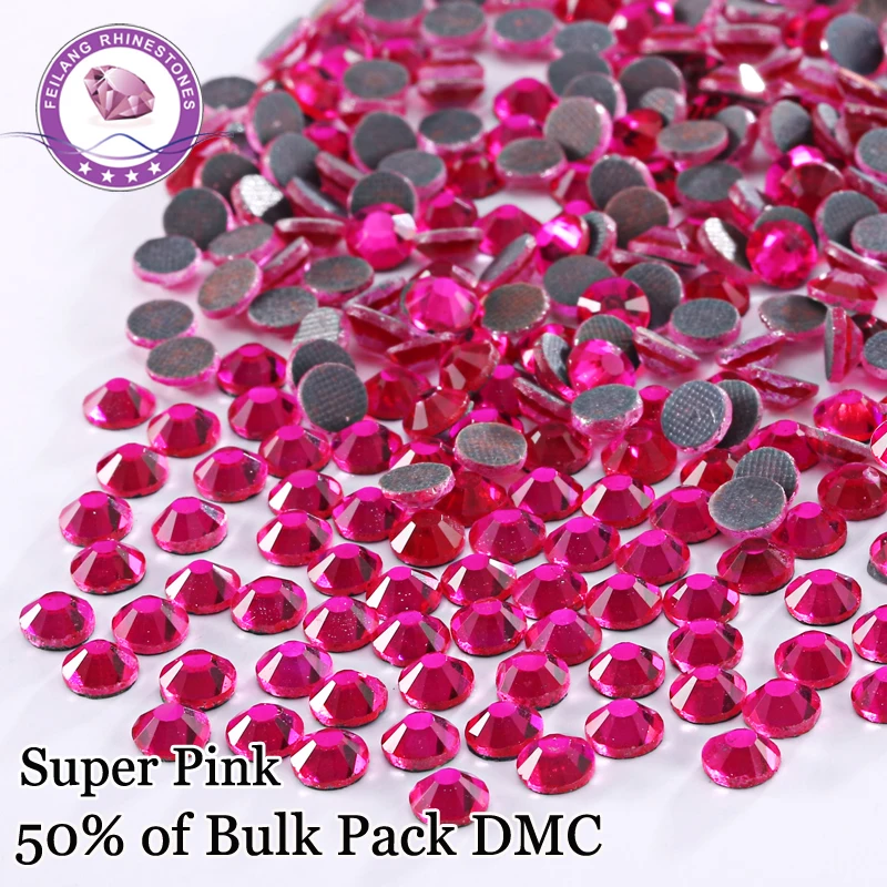Luxutious Super Pink DMC Hotfix Rhinestones For Clothing Accessories DIY Decoration Iron On