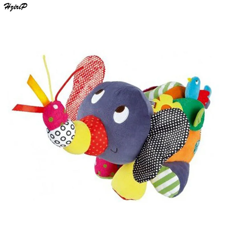 

Newborn Infant Baby Soft Dolls Cute Elephant Baby Rattle Ring Bell with BB Distorting Mirror Appease Children Rattles Plush Toys
