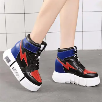 

Trainers Shoes Womens Lace Up Cow Leather Wedges High Heel Ankle Boots Platform Punk Pumps Round Toe Party Oxfords Casual Shoes