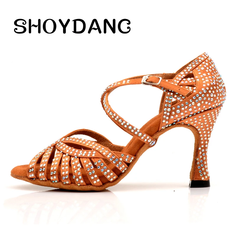 SHOYDANC/Танцевальная обувь; обувь для латинских танцев для женщин; обувь для сальсы; обувь для латинских танцев для девочек; Обувь для бальных танцев; Цвет черный, бронзовый; кожа; Каблук Куба