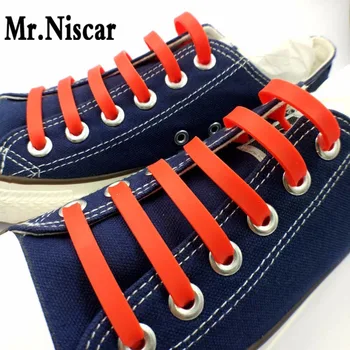 

Mr.Niscar 1Set/12Pcs Creative Design Unisex Women Men Athletic Running No Tie Shoelaces Red Elastic Silicone Shoe Laces Sneaker