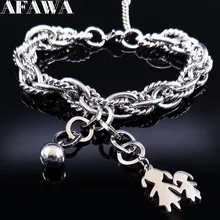 Браслеты из нержавеющей стали для мамы и дочки, женские браслеты с кисточками, семейный серебряный браслет и браслет, ювелирные изделия, pulceras para mujer B17764