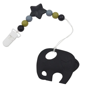 

BPA Free Silicone Elephant Pacifier Baby Teether HandMade Funny Colorful Bead Clip Holder Pacifier Clips Soother Chain For Baby