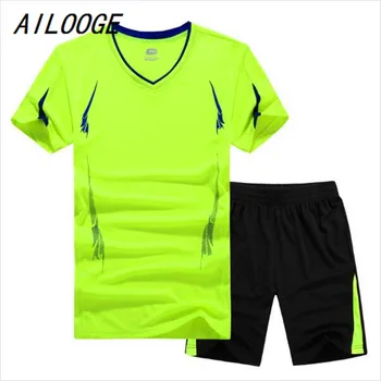 

AILOOGE 2017 Summer Men Set Sporting Suit Short Sleeve T Shirt+Shorts Quick 2 Piece Set Sweatsuit Casual Male Tracksuit Clothing