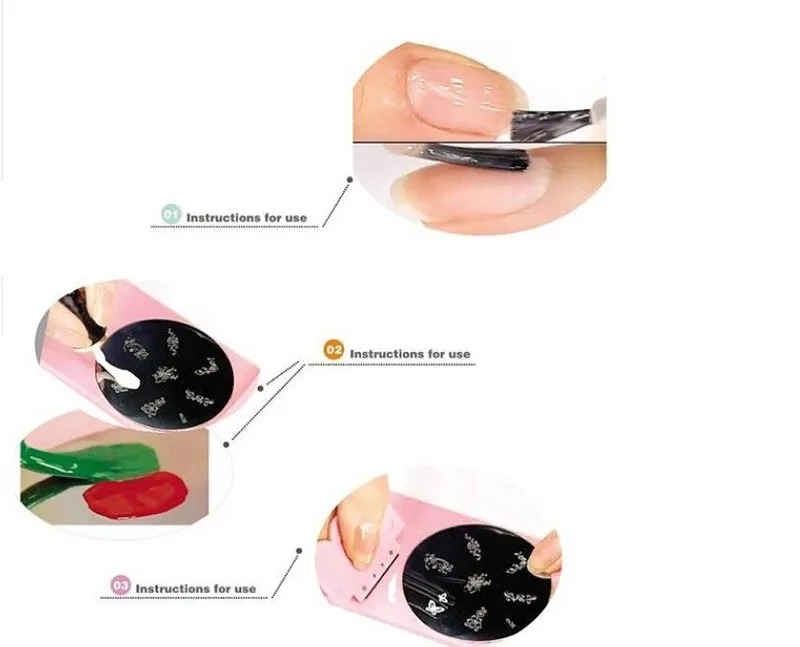 Штамповочный штамп для ногтей, маникюрный набор инструментов, силиконовый прозрачный DIY штамп для лака, набор шаблонов для ногтей, декоративная пластина розового цвета