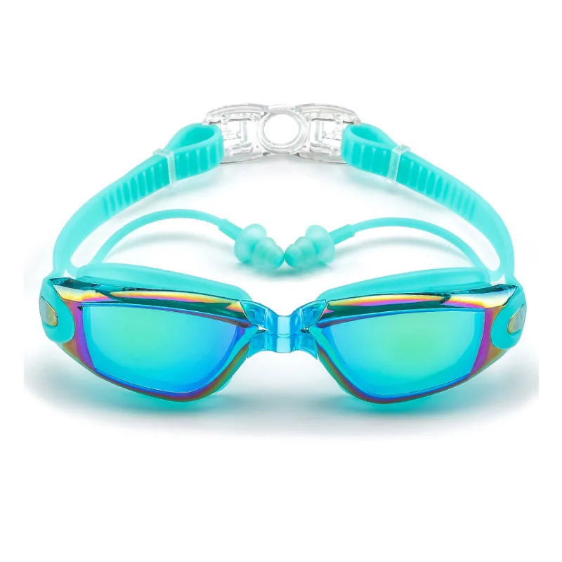 Профессиональные очки для плавания для мужчин и женщин, затычки для ушей, водонепроницаемые, противотуманные, для взрослых, для плавания, очки для бассейна Natacion, очки для плавания - Цвет: Sky Blue