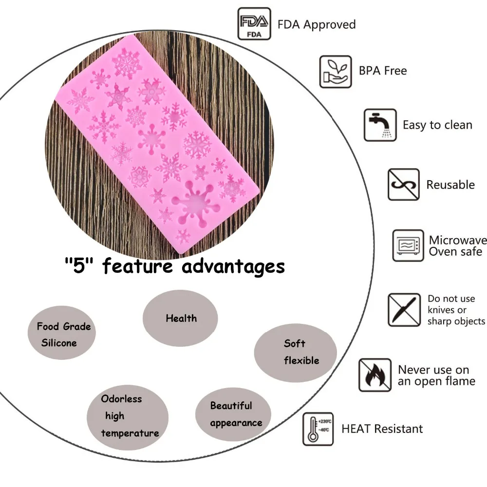 Снежная Снежинка Форма силиконовая форма для пирога, посуда для выпекания форма для шоколадного мыла конфеты рождественские инструменты для украшения тортов из мастики