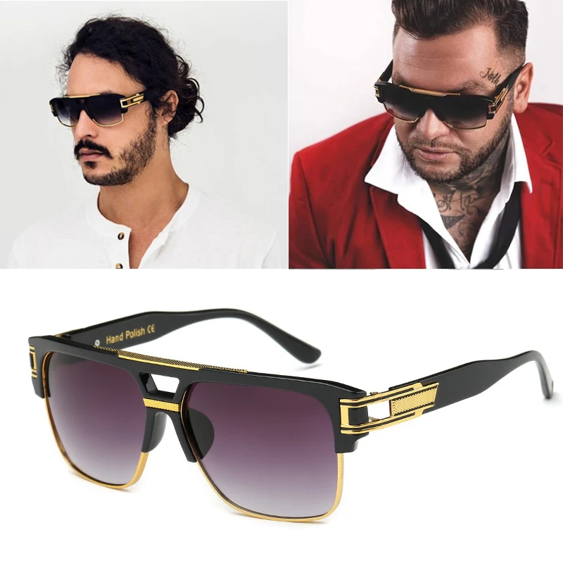 2018 New hot Brand men/'s designer Large frame sunglasses uv400 Vintage steampunk