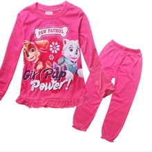 2pcs Set 2016 New Style Girls Pink Red Cotton Pajama Sets Patrol Kid Childrend 2 7Y