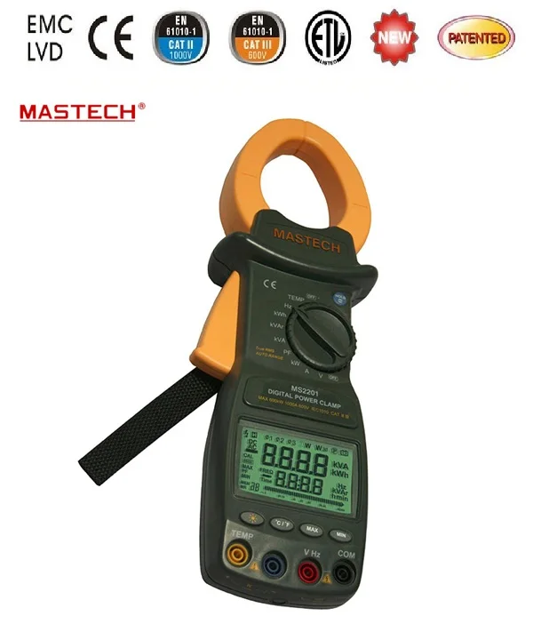 

MASTECH MS2201 Digital Clamp Meter Auto range True RMS active/apparent/reactive Multimeter Power Factor Meter Ammeter Voltmeter