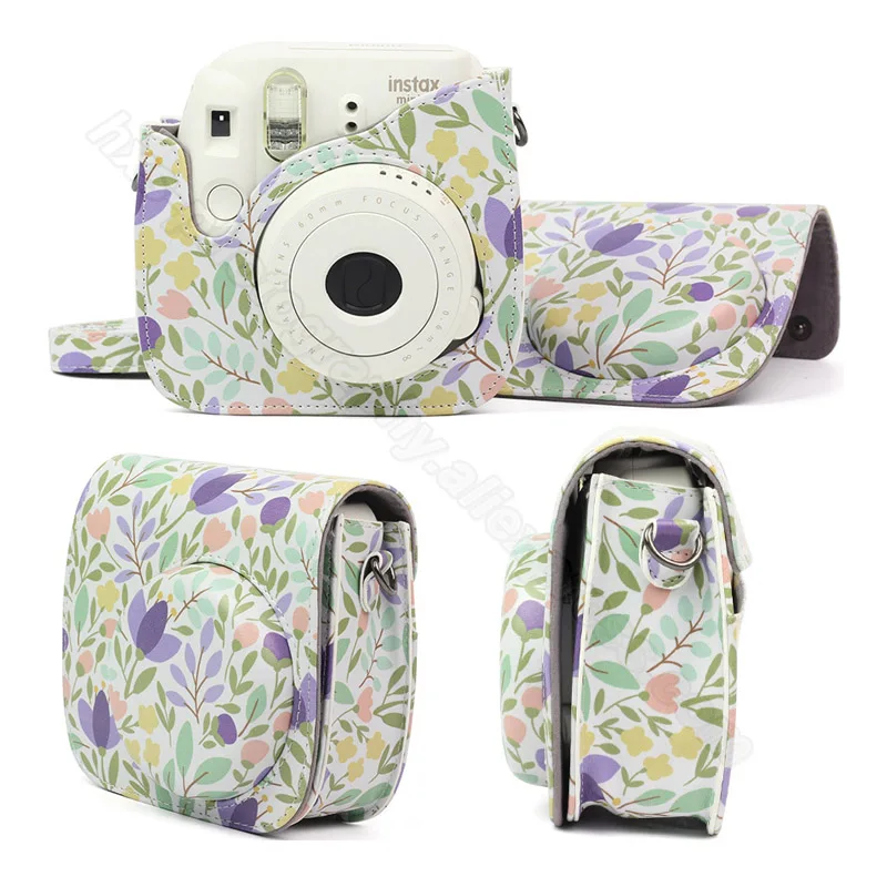 Чехол для Камеры Fujifilm Instax Mini качественная сумка через плечо из искусственной кожи с ремешком для Fuji Instax Mini 9, Instax Mini 8 - Цвет: forest green