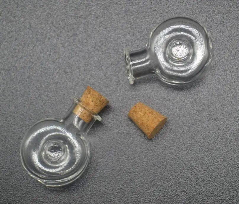 100 pcs small transparent oblate glass bottles with cork stoppers can be used as perfume pendant floating | Украшения и