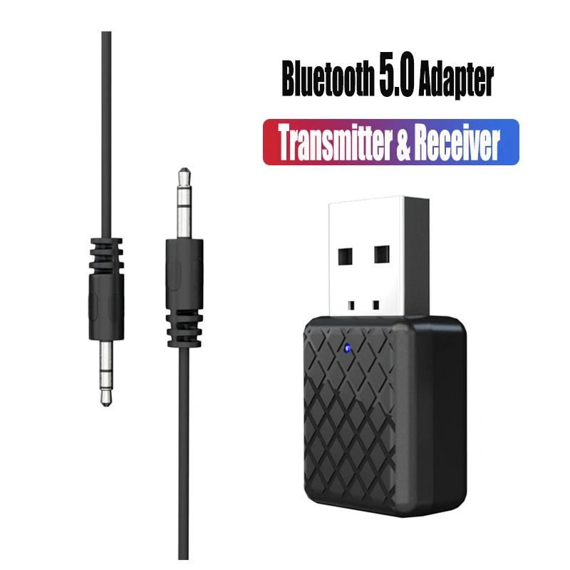 

CALETOP Bluetooth Adapter V5.0 Bluetooth Transmitter Receiver 5.0 Wireless Adapters 3.5mm Stereo Audio Bluetooth Transmitter TV