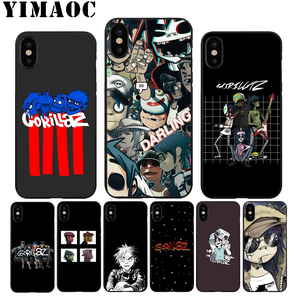 

YIMAOC A23 Gorillaz Bands Soft TPU Black Silicone Case for iPhone Xr Xs Max X or 10 8 7 6 6S Plus 5 5S SE